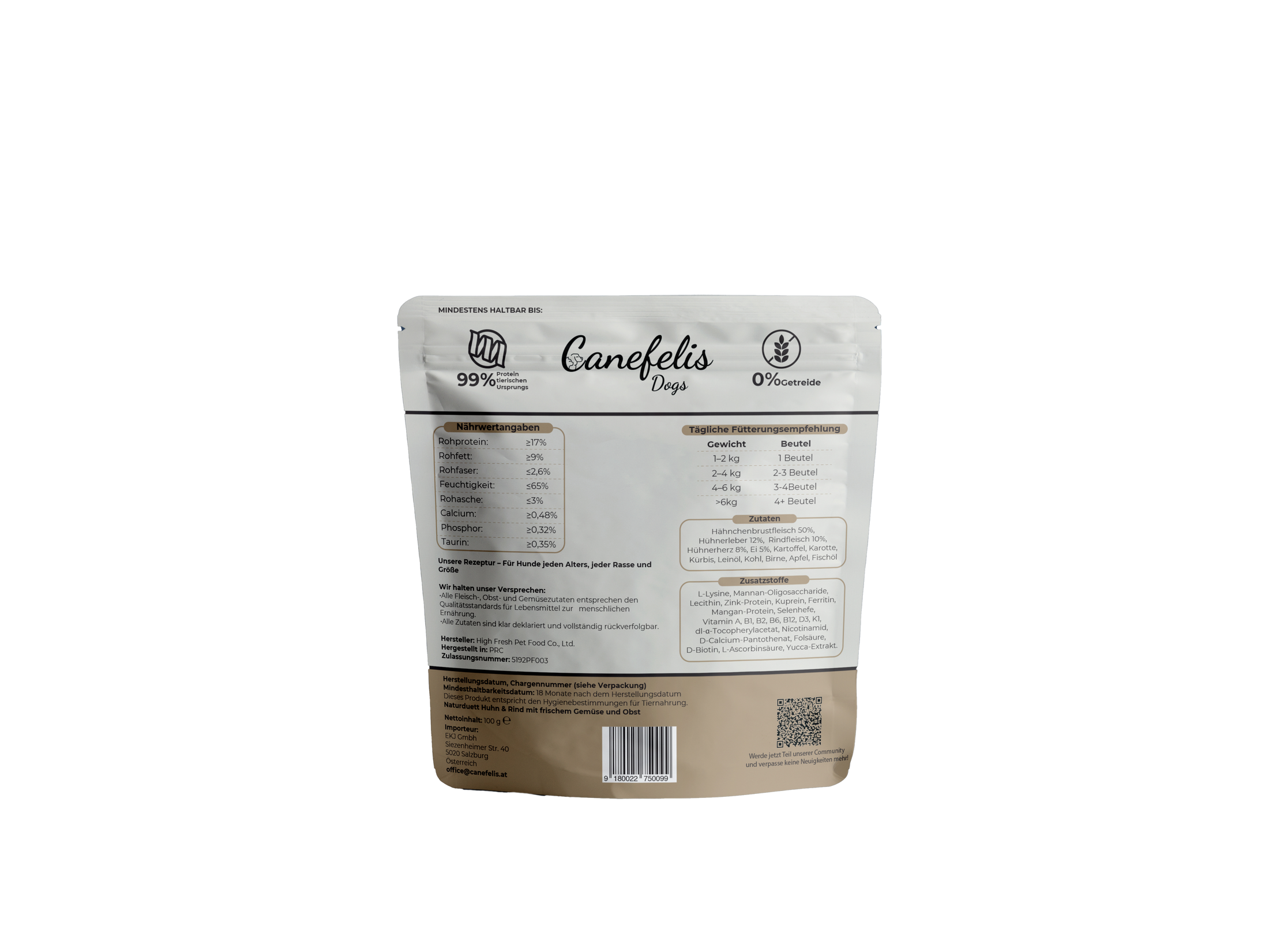 Premium-Hundefutter - 100 g Huhn & Rind