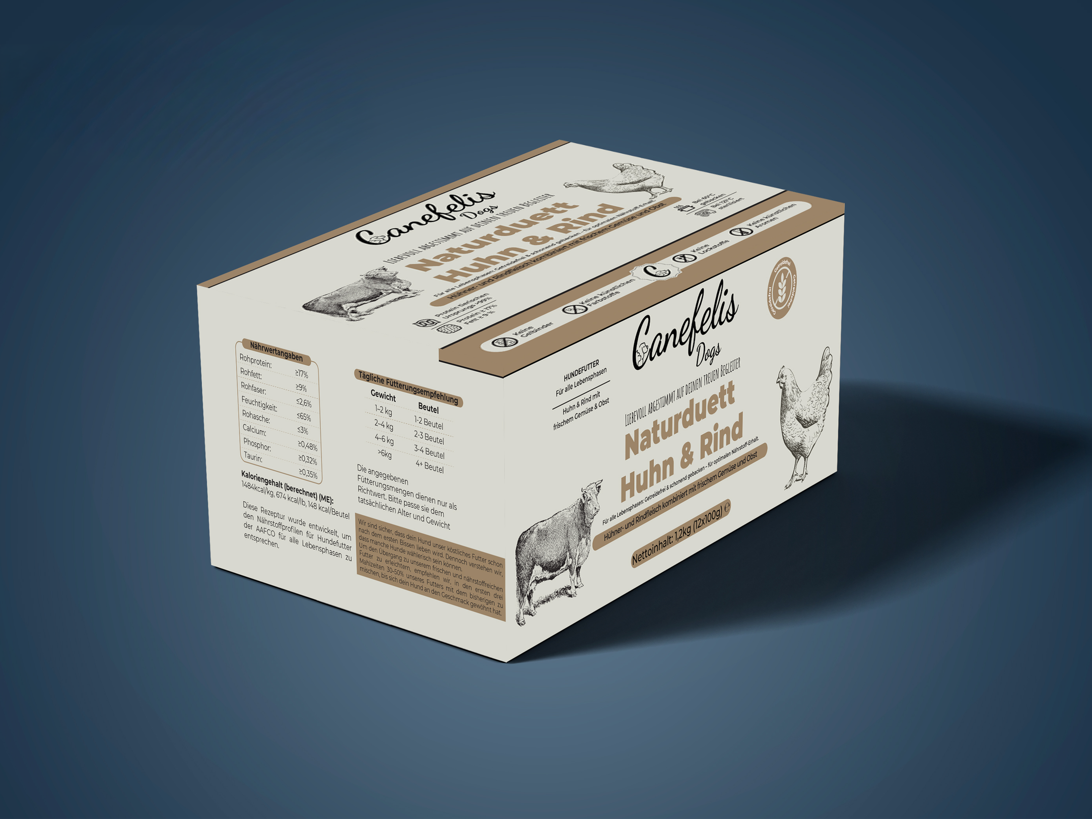 Premium-Hundefutter –  Huhn & Rind 1,2 kg