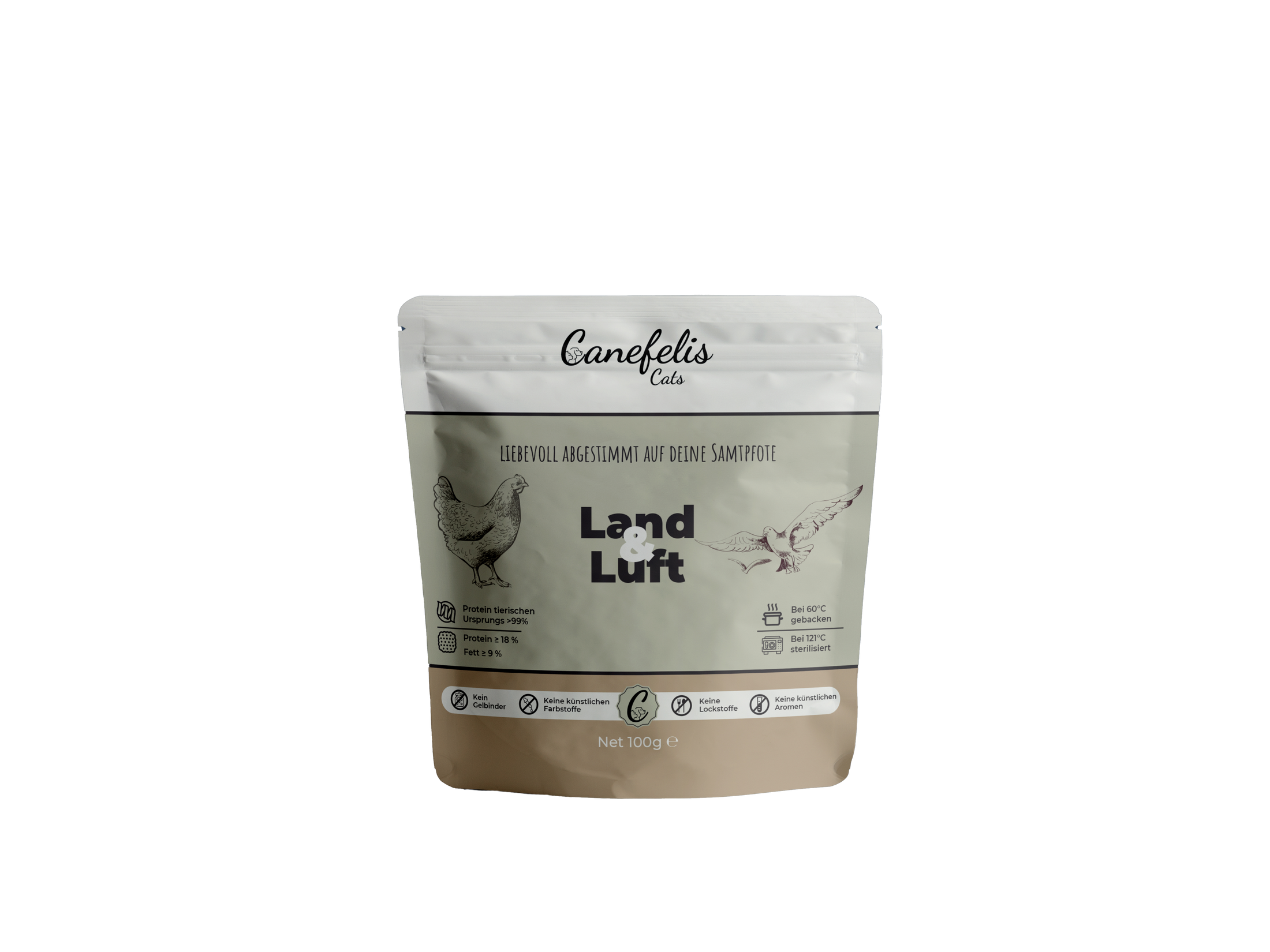 Premium-Katzenfutter - 100 g Huhn & Jungvögel